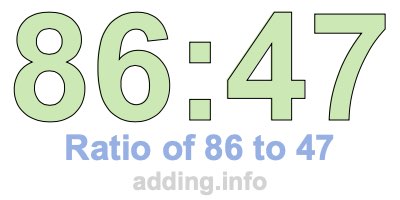 Ratio of 86 to 47 Ratio of 86 to 47