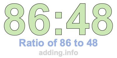 Ratio of 86 to 48 Ratio of 86 to 48