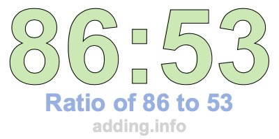 Ratio of 86 to 53 Ratio of 86 to 53