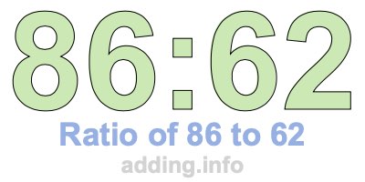 Ratio of 86 to 62 Ratio of 86 to 62