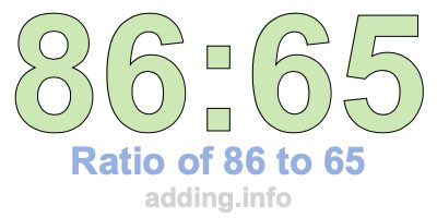 Ratio of 86 to 65 Ratio of 86 to 65