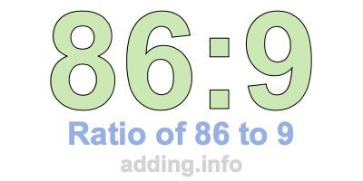 Ratio of 86 to 9 Ratio of 86 to 9