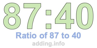 Ratio of 87 to 40 Ratio of 87 to 40