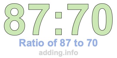 Ratio of 87 to 70 Ratio of 87 to 70
