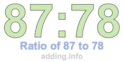 Ratio of 87 to 78 Ratio of 87 to 78