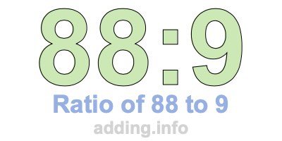 Ratio of 88 to 9 Ratio of 88 to 9