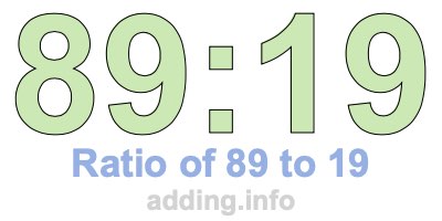 Ratio of 89 to 19 Ratio of 89 to 19