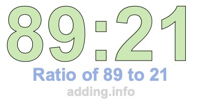 Ratio of 89 to 21