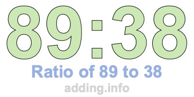 Ratio of 89 to 38 Ratio of 89 to 38