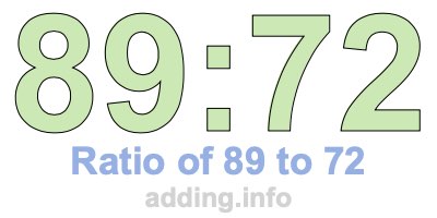 Ratio of 89 to 72 Ratio of 89 to 72