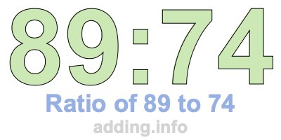 Ratio of 89 to 74 Ratio of 89 to 74