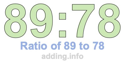 Ratio of 89 to 78 Ratio of 89 to 78