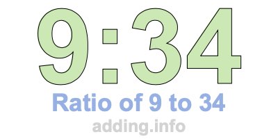 Ratio of 9 to 34 Ratio of 9 to 34