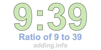 Ratio of 9 to 39 Ratio of 9 to 39