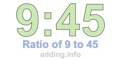 Ratio of 9 to 45 Ratio of 9 to 45
