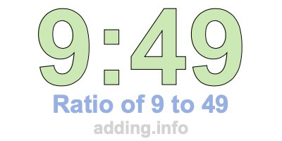 Ratio of 9 to 49 Ratio of 9 to 49