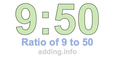 Ratio of 9 to 50 Ratio of 9 to 50
