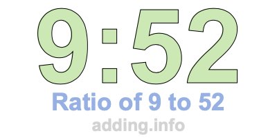 Ratio of 9 to 52 Ratio of 9 to 52