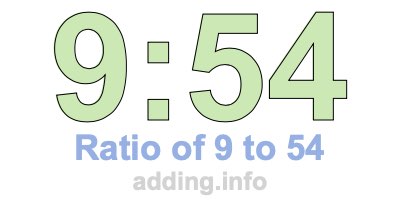 Ratio of 9 to 54 Ratio of 9 to 54