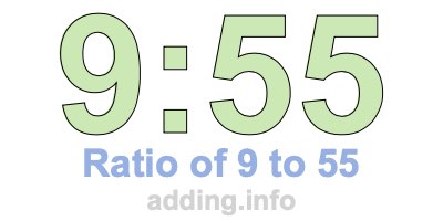 Ratio of 9 to 55 Ratio of 9 to 55