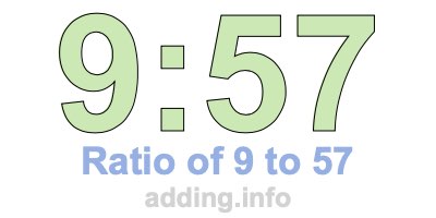 Ratio of 9 to 57 Ratio of 9 to 57