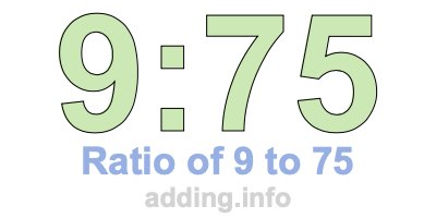 Ratio of 9 to 75 Ratio of 9 to 75