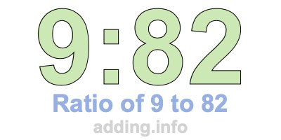 Ratio of 9 to 82 Ratio of 9 to 82