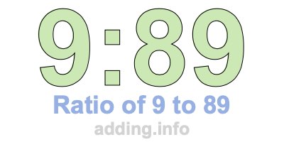 Ratio of 9 to 89