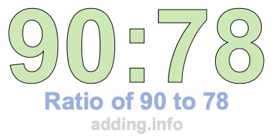 Ratio of 90 to 78 Ratio of 90 to 78