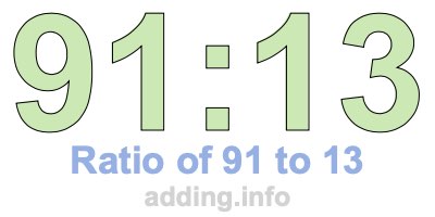 Ratio of 91 to 13 Ratio of 91 to 13