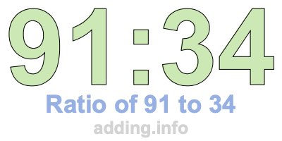 Ratio of 91 to 34 Ratio of 91 to 34