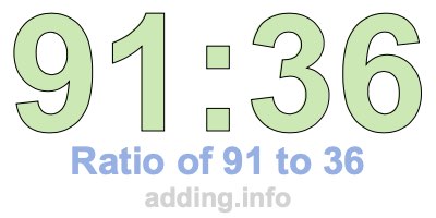 Ratio of 91 to 36 Ratio of 91 to 36