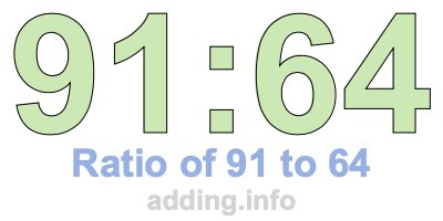 Ratio of 91 to 64 Ratio of 91 to 64