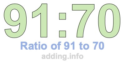 Ratio of 91 to 70 Ratio of 91 to 70