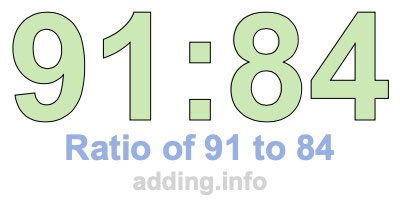 Ratio of 91 to 84 Ratio of 91 to 84