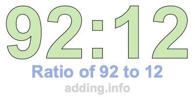 Ratio of 92 to 12 Ratio of 92 to 12