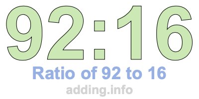 Ratio of 92 to 16 Ratio of 92 to 16