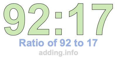 Ratio of 92 to 17 Ratio of 92 to 17