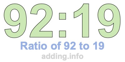 Ratio of 92 to 19 Ratio of 92 to 19