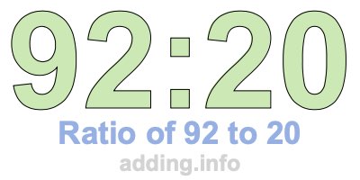 Ratio of 92 to 20 Ratio of 92 to 20