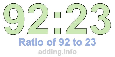Ratio of 92 to 23 Ratio of 92 to 23
