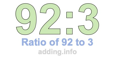 Ratio of 92 to 3 Ratio of 92 to 3