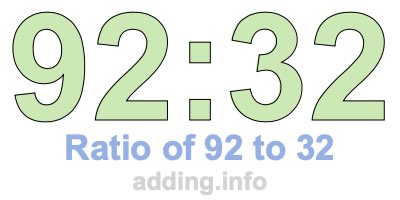 Ratio of 92 to 32 Ratio of 92 to 32