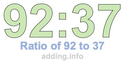 Ratio of 92 to 37 Ratio of 92 to 37