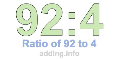 Ratio of 92 to 4 Ratio of 92 to 4