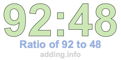 Ratio of 92 to 48