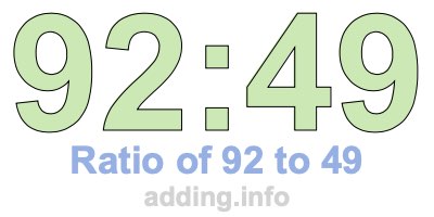 Ratio of 92 to 49