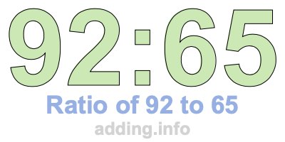 Ratio of 92 to 65