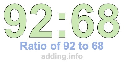 Ratio of 92 to 68 Ratio of 92 to 68