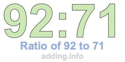 Ratio of 92 to 71